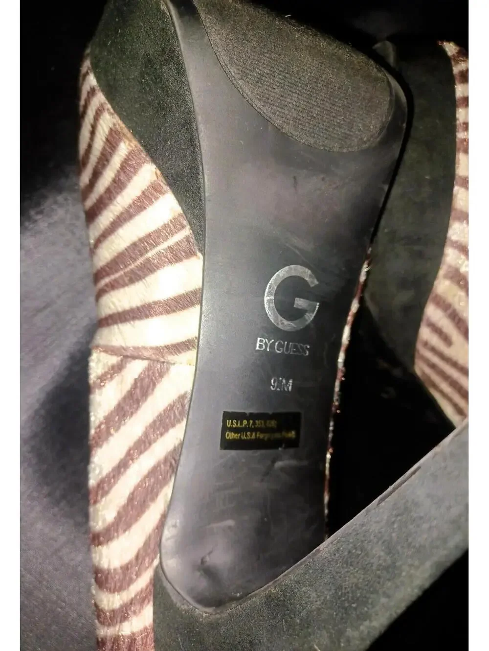 G by Guess women Zebra platform pump heels sz 9.5 brown fur